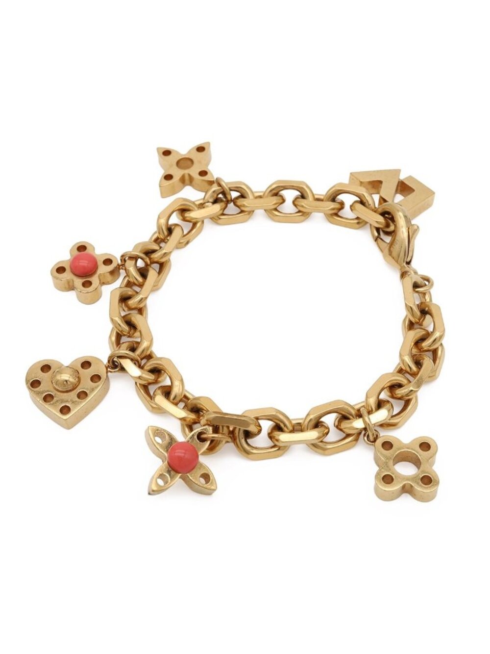 Louis Vuitton Bracelet Souple Hide and Seek Chain Logo Heart Gold Plated